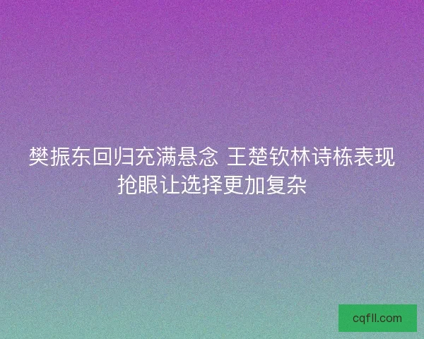 樊振东回归充满悬念 王楚钦林诗栋表现抢眼让选择更加复杂