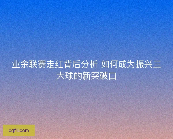 业余联赛走红背后分析 如何成为振兴三大球的新突破口