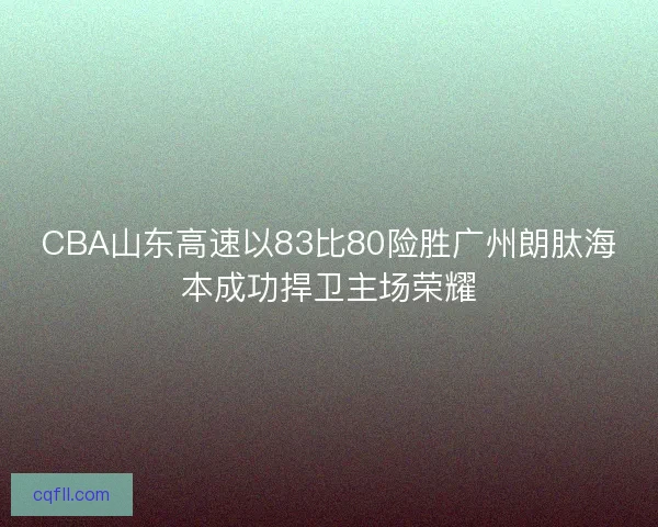 CBA山东高速以83比80险胜广州朗肽海本成功捍卫主场荣耀